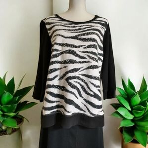 Chicos Black and White Zebra Print Top